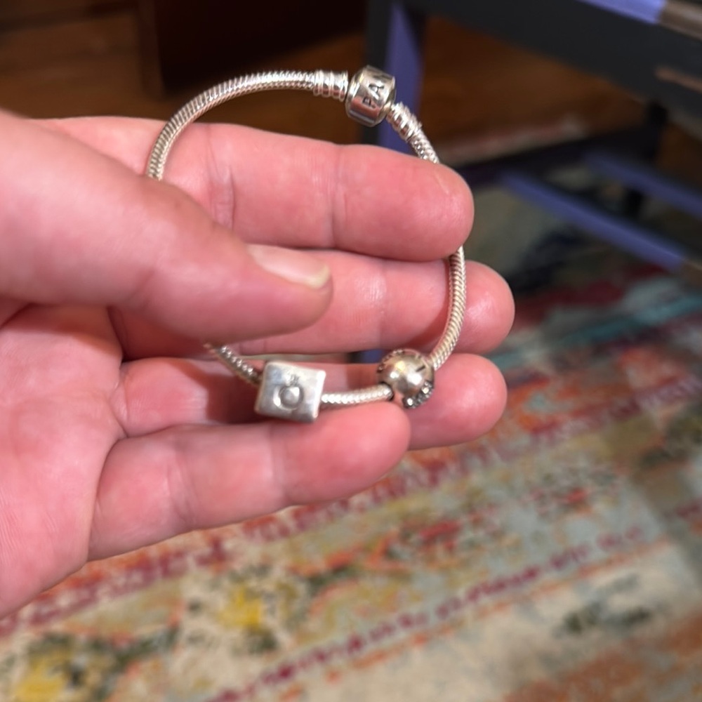 ⛓️🍄🌸❤️Pandora Silver Charm Bracelet with Elegant Design - Picture 6 of 9